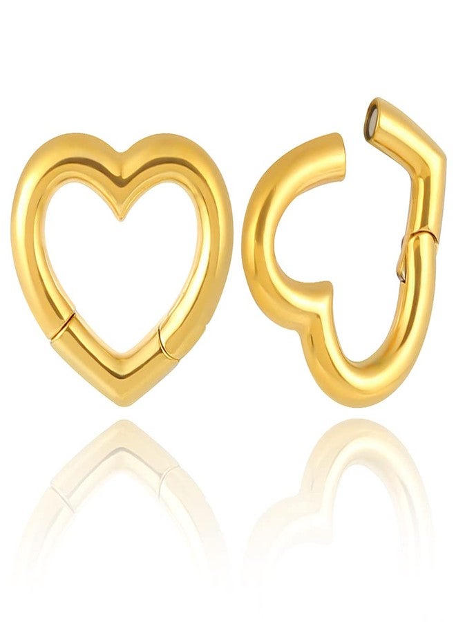 Earblity 2PCS Gold Peach Heart Ear Weights Piercing Ear Tunnels For Stretched Ears Lobe 316 Stainless Steel Ear Gauges Body Jewelry Stretchers 6mm (2g) - Image 1